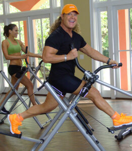 Tony Little on set with Gazelle Glider